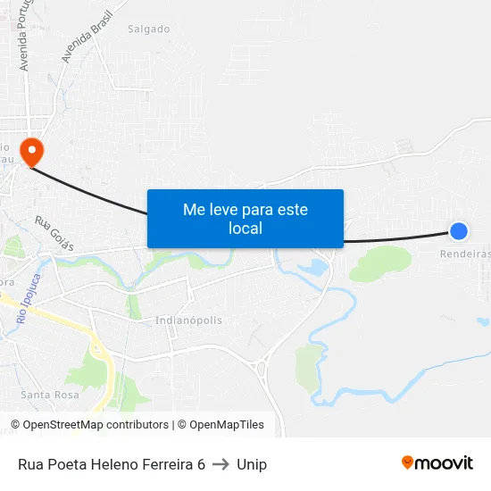 Rua Poeta Heleno Ferreira 6 to Unip map