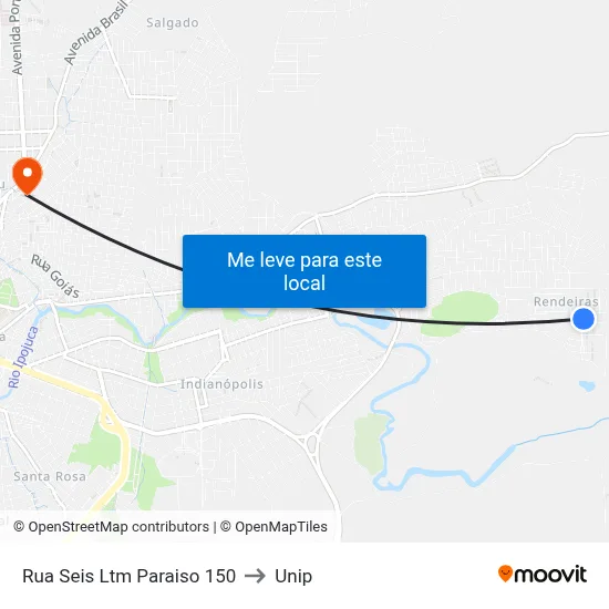 Rua Seis Ltm Paraiso 150 to Unip map