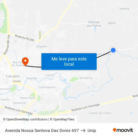 Avenida Nossa Senhora Das Dores 697 to Unip map