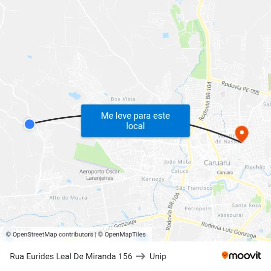 Rua Eurides Leal De Miranda 156 to Unip map