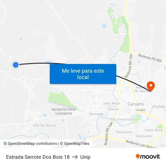 Estrada Serrote Dos Bois 18 to Unip map