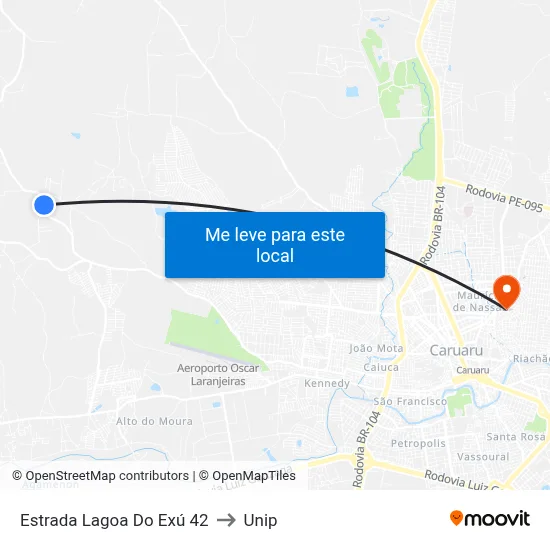 Estrada Lagoa Do Exú 42 to Unip map