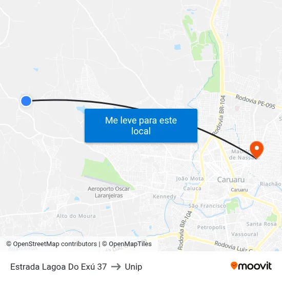 Estrada Lagoa Do Exú 37 to Unip map