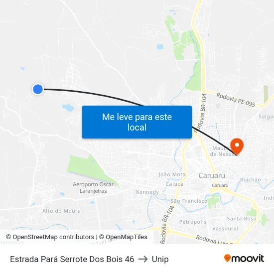 Estrada Pará Serrote Dos Bois 46 to Unip map