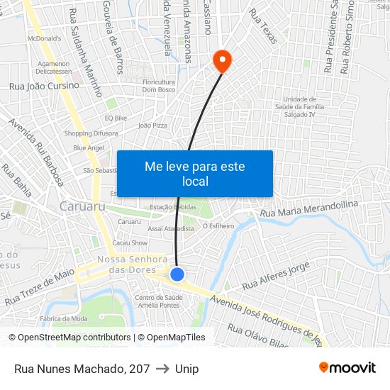 Rua Nunes Machado, 207 to Unip map