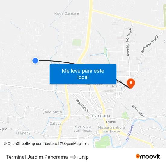 Terminal Jardim Panorama to Unip map