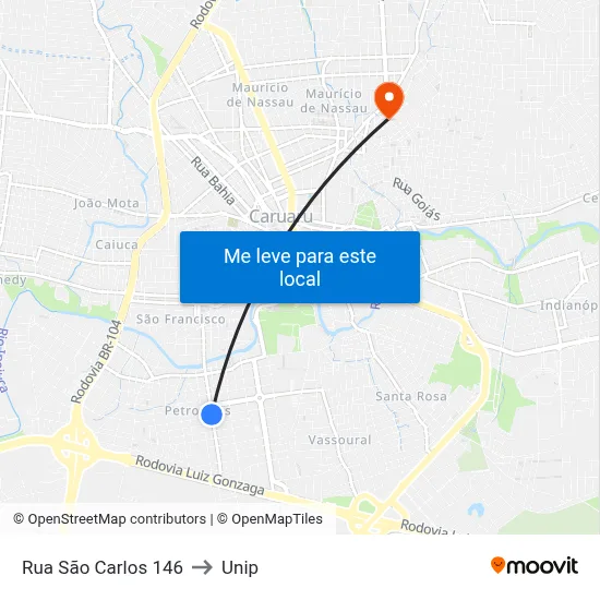 Rua São Carlos 146 to Unip map