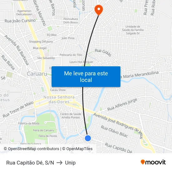 Rua Capitão Dé, S/N to Unip map
