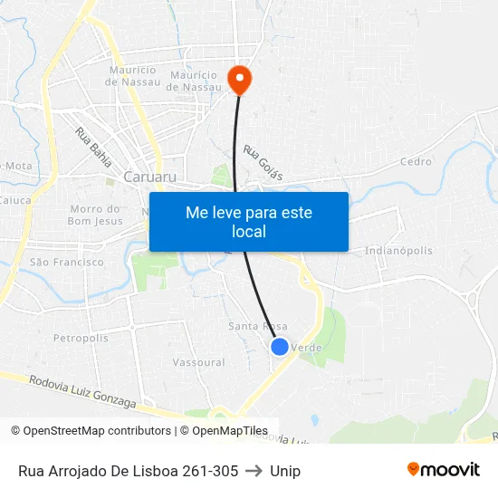 Rua Arrojado De Lisboa 261-305 to Unip map