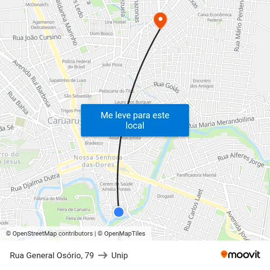 Rua General Osório, 79 to Unip map