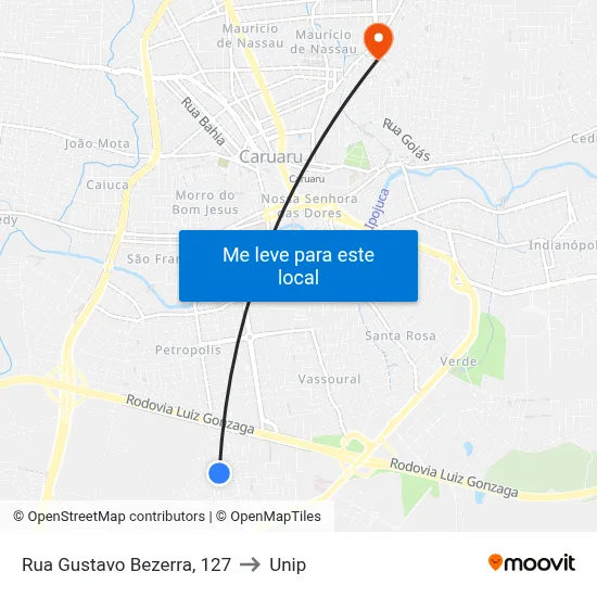 Rua Gustavo Bezerra, 127 to Unip map