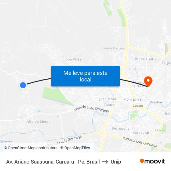 Av. Ariano Suassuna, Caruaru - Pe, Brasil to Unip map