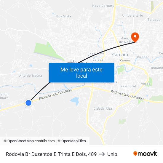 Rodovia Br Duzentos E Trinta E Dois, 489 to Unip map