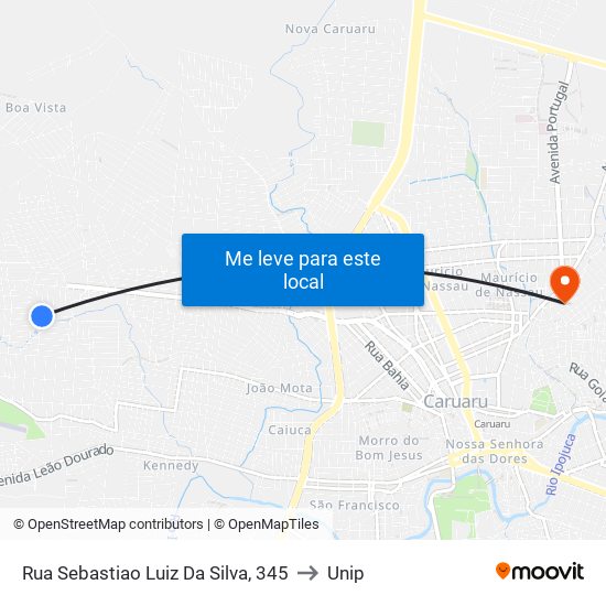 Rua Sebastiao Luiz Da Silva, 345 to Unip map