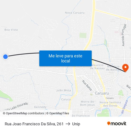 Rua Joao Francisco Da Silva, 261 to Unip map