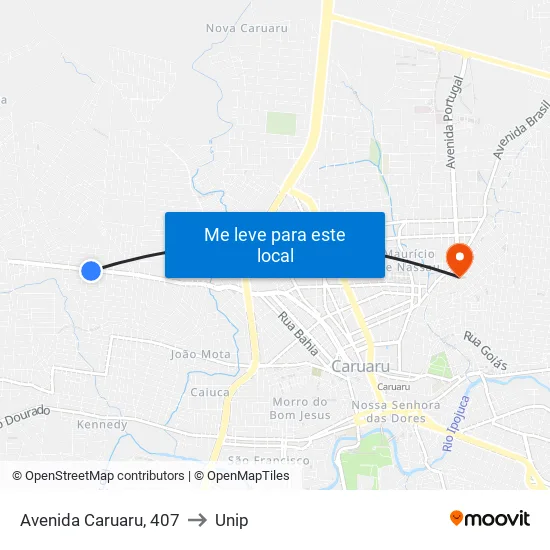 Avenida Caruaru, 407 to Unip map