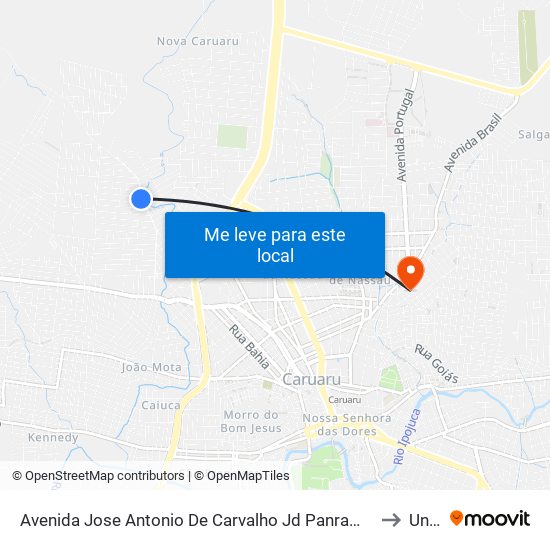Avenida Jose Antonio De Carvalho Jd Panram, 6 to Unip map