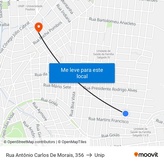 Rua Antônio Carlos De Morais, 356 to Unip map