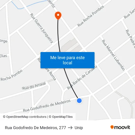 Rua Godofredo De Medeiros, 277 to Unip map