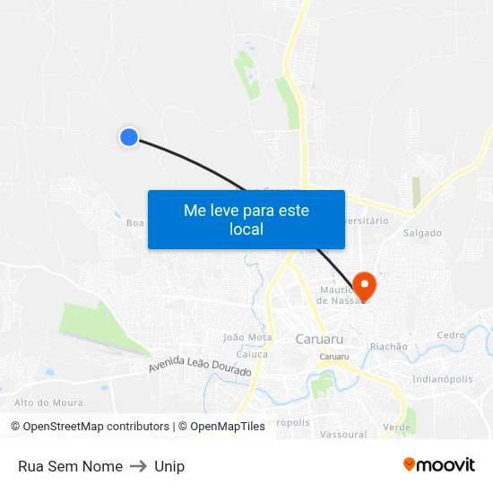 Rua Sem Nome to Unip map