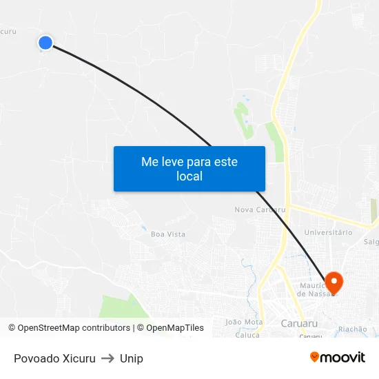 Povoado Xicuru to Unip map