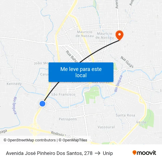 Avenida José Pinheiro Dos Santos, 278 to Unip map
