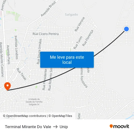 Terminal Mirante Do Vale to Unip map