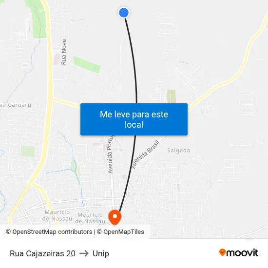 Rua Cajazeiras 20 to Unip map