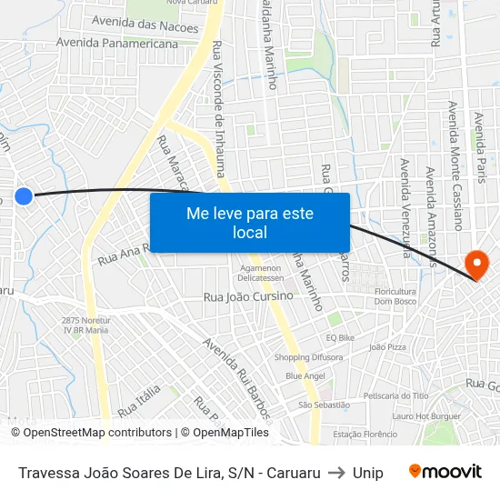 Travessa João Soares De Lira, S/N - Caruaru to Unip map