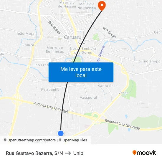 Rua Gustavo Bezerra, S/N to Unip map