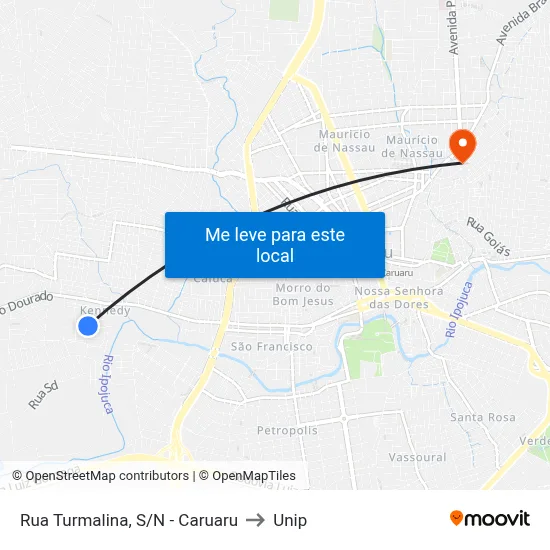 Rua Turmalina, S/N - Caruaru to Unip map