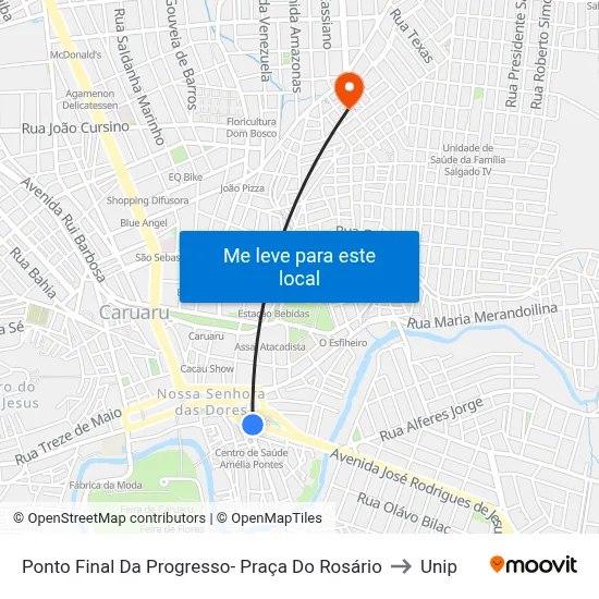 Ponto Final Da Progresso- Praça Do Rosário to Unip map
