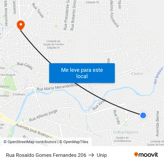 Rua Rosaldo Gomes Fernandes 206 to Unip map