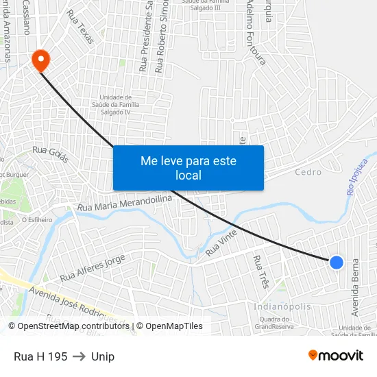Rua H 195 to Unip map