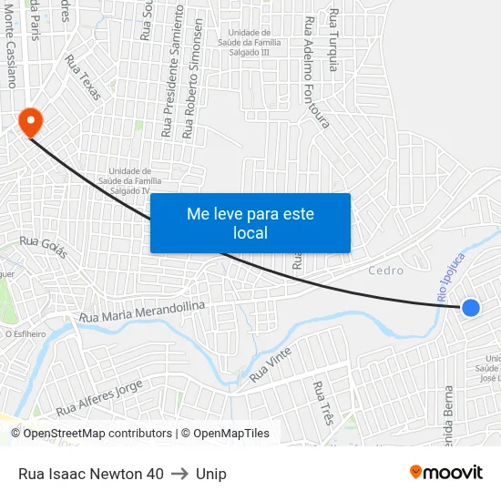 Rua Isaac Newton 40 to Unip map