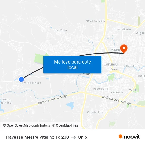 Travessa Mestre Vitalino Tc 230 to Unip map