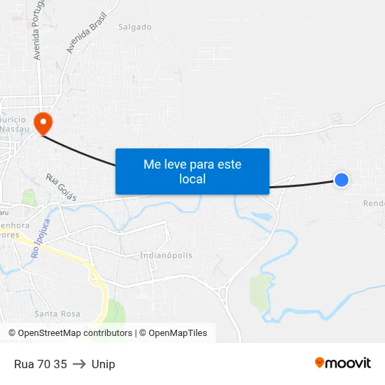 Rua 70 35 to Unip map