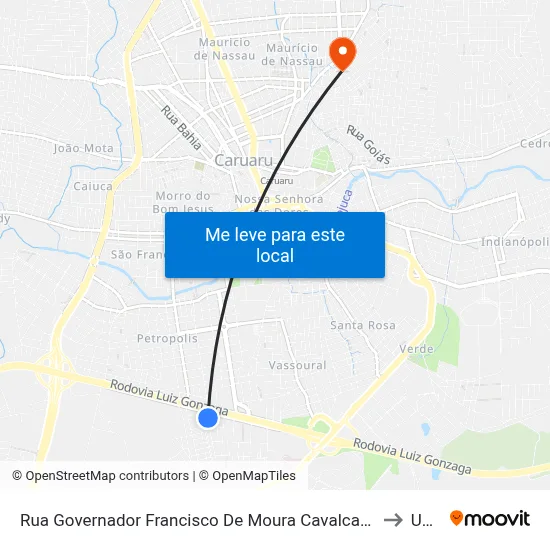Rua Governador Francisco De Moura Cavalcante 87 to Unip map
