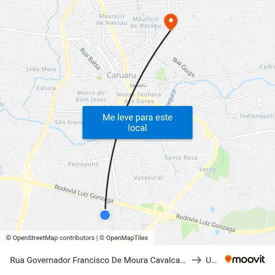 Rua Governador Francisco De Moura Cavalcante 163 to Unip map