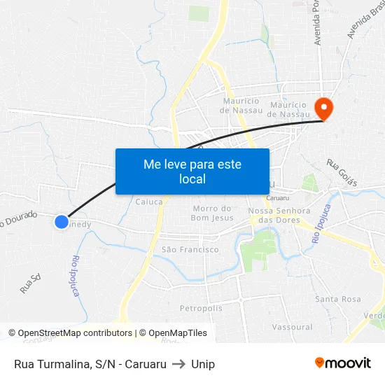 Rua Turmalina, S/N - Caruaru to Unip map