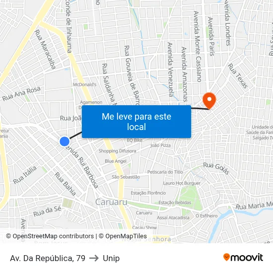 Av. Da República, 79 to Unip map