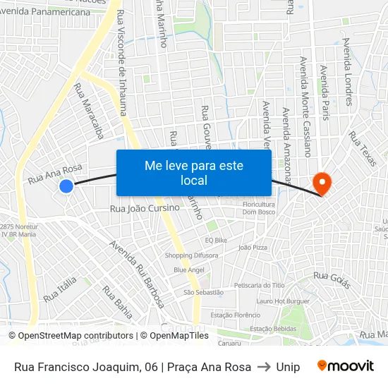 Rua Francisco Joaquim, 06 | Praça Ana Rosa to Unip map