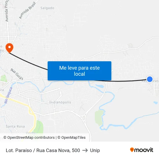 Lot. Paraíso / Rua Casa Nova, 500 to Unip map