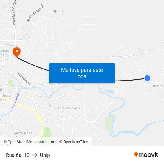 Rua 6a, 10 to Unip map