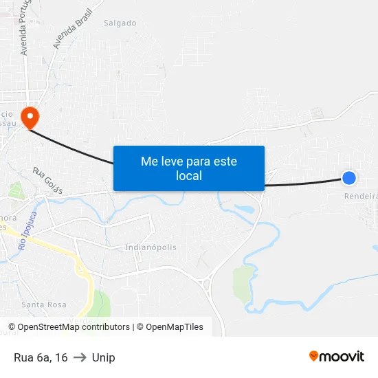 Rua 6a, 16 to Unip map