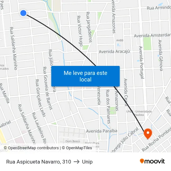 Rua Aspicueta Navarro, 310 to Unip map