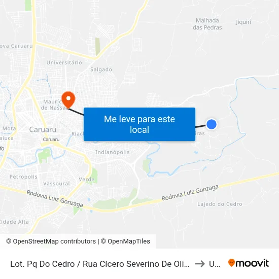 Lot. Pq Do Cedro / Rua Cícero Severino De Oliveira, 01 to Unip map