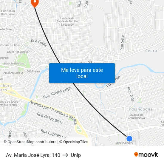 Av. Maria José Lyra, 140 to Unip map
