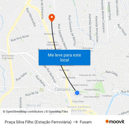 Praça Silva Filho (Estação Ferroviária) to Fusam map