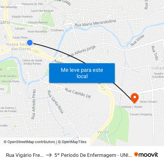 Rua Vigário Freire, 257 to 5º Período De Enfermagem - UNIFAVIP I Devry map